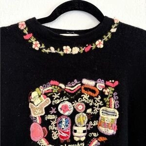 Vintage Embroidered Wool Sweater Black